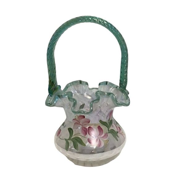 Fenton 90th Anniversary Azalea Spiral Optic Basket - Picture 1 of 7